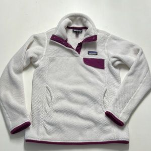 Patagonia pullover. Cream color with burgundy accent. Womens size XS.